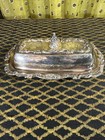 Georgian By Wallace 1306 Silver Plated Butter Dish W  Glass Insert Vintage