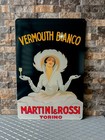 Vintage Martini  rossi Vermouth Bianco Lady Hevy Metal Sign-24 x16   60x40 Cm 