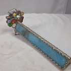 Stained Glass Kaleidoscope Triangular Viewing Tube Butterflies Light Blue Silver
