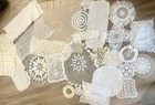 Lot Of 26 Vintage Handmade Crochet Lace Cotton Doilies Dresser Scarfs  