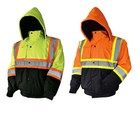 Hi-vis Insulated Safety Bomber Reflective Jacket Coat Road Work Fleece Lining