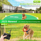 1 2 3 Pet Dog Wireless Electric Fence Containment System Training Collar Shock