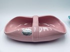 Vintage Camark Usa Pottery Pink Basket Vase Trinket Dish Tray Original Tag