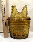 Le Smith     Amber Hen On Nest Large Vintage Cookie Jar   Covered Dish - 9  Tall