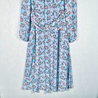 Boden Maxi Dress Womens 14 Blue Stretch Floral Long Sleeve Paisley