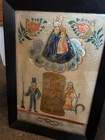 Rare 1849 Reverse Glass Folk Art Painting     Soldier s Ex-voto With Madonna 15x10