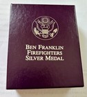 U s  Mint Ben Franklin Firefighters Proof Silver Medal  999 1 Troy Oz