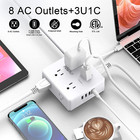 Surge Protector Power Strip - 6 Ft Flat Plug Extension Cord With 8 Widely Outlet