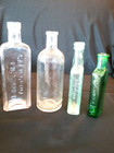 Antique Glass Bottle Collection Pharmacy Druggist Medicine Apothecary  Lot Of 4