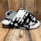 Ugg Womens Fluff Yeah Marble Slide Slipper Sandal Size Us 8    Black   White