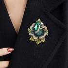 Large Vintage Rose Flower Brooch 80s And 90s Bright Crystal Pin For Women Gift