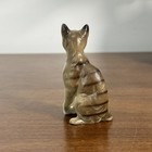 Vintage Style Tabby Cat Figurine Ceramic Porcelain Blue Eyes Miniature Decor