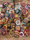 Lot Of 100 Multicolor Granny Square Flower Crochet For Afghan Scarf Pillow Bag
