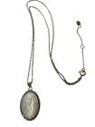 Sterling Silver  Pearl Guadalupe Necklace  Mother Of Pearl Oval Pendant And Chai