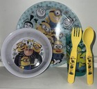 Despicable Me Minions Mealtime Dinnerware Set-bowl plate cup and Flatware-new 