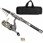 Telescopic Fishing Rod Spinning Pole Reel Combo Full Kit With 100m Line   Bag 