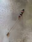 Vintage 90 s Hatpin Czech Purple Glass Crystal Foil Bead 4 3 4  Antique Inspired