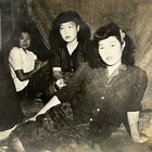 Vintage Snapshot Photograph Beautiful Young Asian Women Keep Out Sign Odd