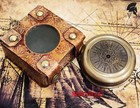 Antique Brass Poem Pocket Compass With Case Vintage Nautical Collectible Gift