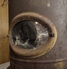 Antique Kerosene Parlor Heater Stove W  Mica Window 24  Cast Iron Legs Rustic