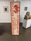 Vintage San Francisco Fisherman   s Wharf Crab Sign Painting On Wood 72x16 Inches