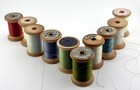 Lot Of 10 Spools Of Vintage Wooden Sewing Thread-random Colors