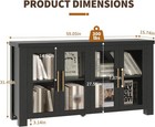 59  Buffet Cabinet With Storage  Sideboard Credenza With Tempered Glass Doors