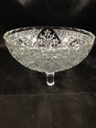 Vintage Clear Pressed Glass Footed Candy Nut Bowl Floral Arches 7-1 4   