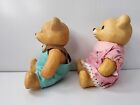 Lot Of 2 Vintage Homco Jointed Teddy Bear Figurine Boy   Girl  ceramic
