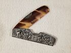 Vtg Faux Tortoise Celluloid Shell Comb W  Silver Medieval Repousse Holder Case