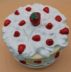 Ceramic Strawberry Layer Cake Cookie Jar Canister W  Lid Kitchen Decor Vintage