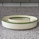 Vintage Cream City Ware Milwaukee  Enamelware Jello Mold Bowl Beige Green Trim 