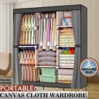 71  Portable Closet Wardrobe Clothes Rack Storage Organizer With Shelf Grey Sale