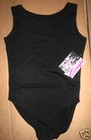 Capezio Tank Leotard Black Girls 4-6 Small Cottonlycra Embroidered Back Logo