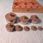 Vintage Set Of 8 Antique Brass Balance Scale Weights In Original Holder 20dk-5gr