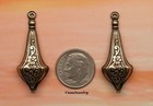  0498 Antiqued Gold Vintage Double Sided Drop W top Hang Ring - 1 Pair