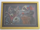 Vintage Black Americana Painting Modernism Abstract Expressionism Church  Spirit