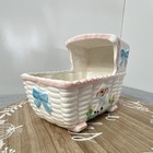 Vintage Rubens Originals Japan 130x Ceramic Baby Cradle Lamb Planter - Cracked