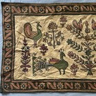 Vtg Large Hand Embroidered Birds Floral Tapestry Wall Hanging Or Table Runner