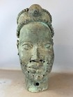 260335 - Large Old African Bronze Oba Head  Benin - Nigeria 