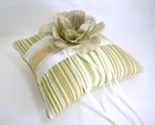 Sage Green Floral And Striped Cotton  8 Inch Ring Bearer Pillow  Handmade