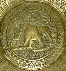 Brass Elephant Plate Trinket Dish Etched 5 75   