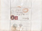 1856 Qv Scarce 6d Purple Embossed   1d Penny Red Stamp Combo On Wrapper To Hull