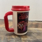Vtg Silver Dollar City Christmas Grandfathered Refillable Mug Pop-in Lid 