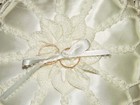 Vtg White Crocheted Lace Ring Bearer Pillow  Hand Crocheted  Wedding Ring Pillow