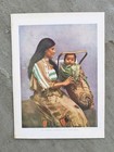 Antique 1915 Native American Indian Squaw Baby In Papoose Book Print Picture 