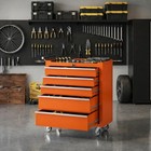 5 Drawer Rolling Tool Chest Cabinet With Wheels Lock Tool Storage Cart Orange