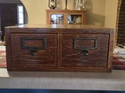 Antique 2 Drawer Globe Library Index Card Catalog File Cabinet Oak Wood