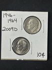 Roosevelt Dime Mini Lot  2   One Silver 1946-1964 And One 2009d  Lower Mintage 