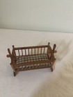 Vintage Dollhouse Miniature Shackman Wood Baby Rocking Cradle Crib Mattress